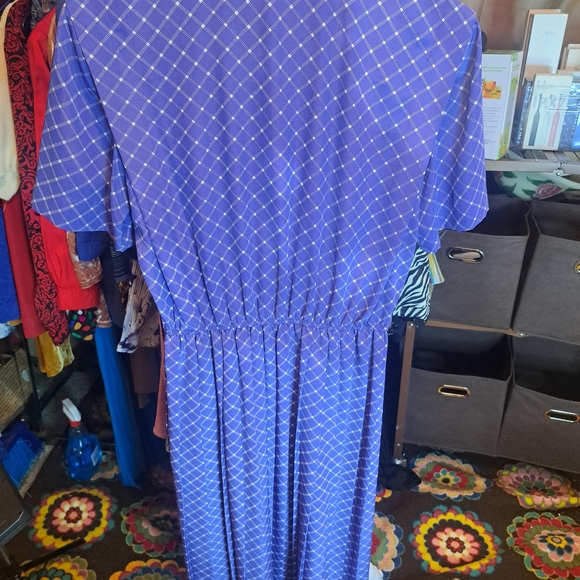 Vintage Purple Checkered Leslie Fay Button-Up Dress - Picture 4 of 4